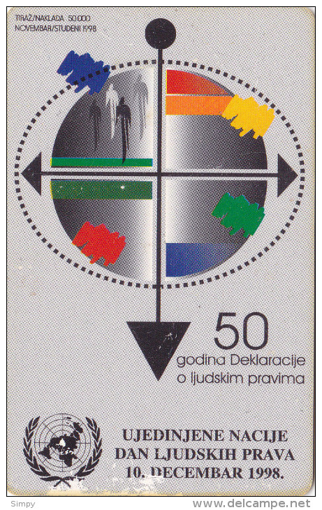 BOSNIA Phonecard With Chip  / Human Rights / JP PTT BIH - Bosnië