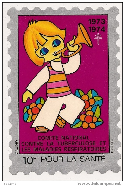 Grand Timbre Affiche Anti-tuberculeux Pour  Auto, Vitrine, Voiture 1973-74. 10 Fr.  Tuberculose - Tegen Tuberculose