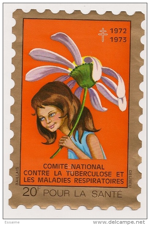 Grand Timbre Affiche Anti-tuberculeux Pour  Auto, Vitrine, Voiture 1972-73. 20 Fr.  Tuberculose - Antituberculeux