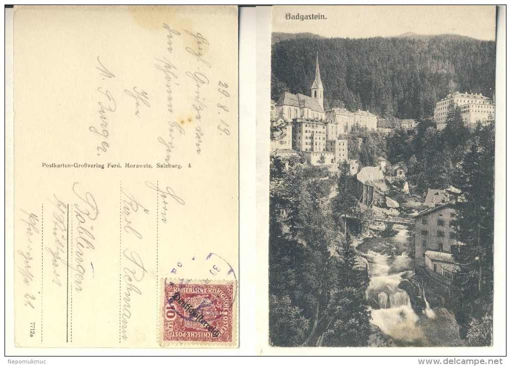 AK Badgastein Echt Gel. 29. 8. 1919 S/w (324-AK588) - Bad Gastein