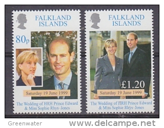 Falkland Islands 1999 Wedding Prince Edward & Sophie Rhys-Jones 2v ** Mnh (24729) - Falklandeilanden