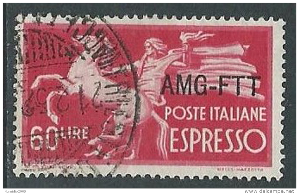 1950 TRIESTE A USATO ESPRESSO DEMOCRATICA 1 RIGHE 60 LIRE - L1 - Eilsendung (Eilpost)