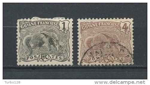 GUYANE 1904 N° 49 Et 51 Oblitérés Used Cote 0,80 &euro; Faune Fourmilier Fauna Animaux - Oblitérés