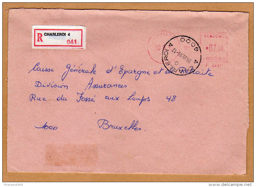 Enveloppe Cover Brief Aangetekend Registered Recommandé Charleroi 4 - Briefe U. Dokumente