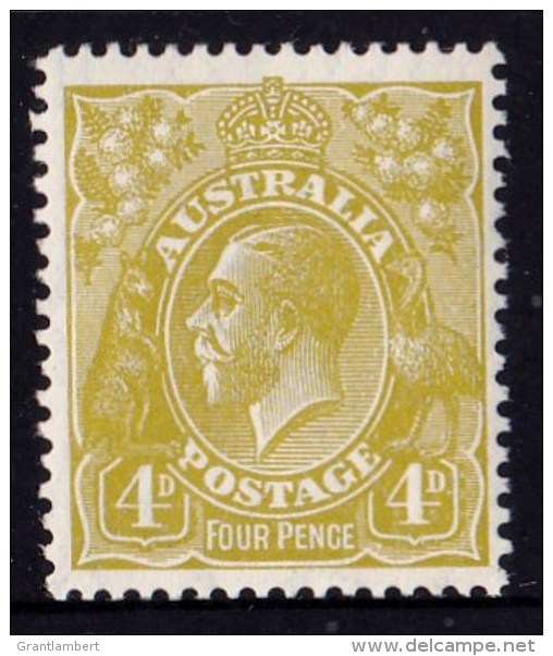 Australia 1929 King George V 4d Yellow-olive Small Multiple Wmk P13.5 MH  SG 102 - Ungebraucht