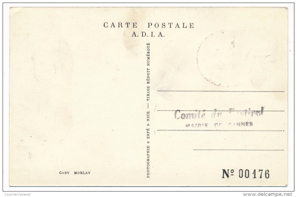 France - Carte Postale "CANNES Festival International Du Film - 1946" - Cachet Concordant (Portrait Gaby MORLAIX) - Commemorative Postmarks