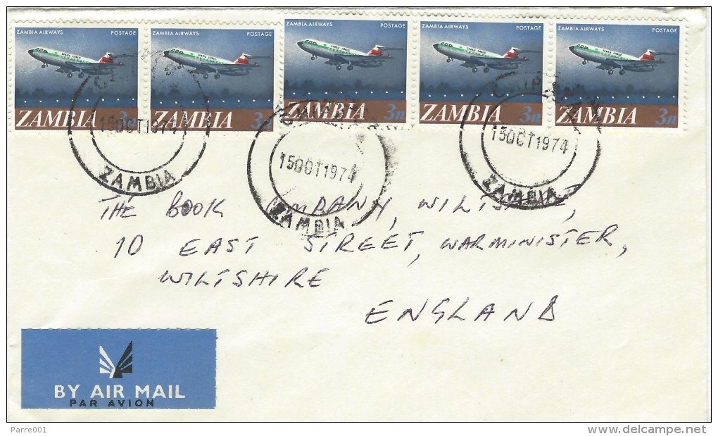 Zambia 1974 Chipala Airplane Airways Cover - Zambia (1965-...)