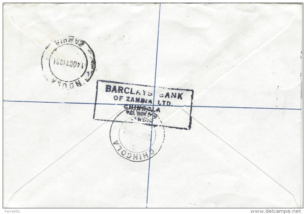 Zambia 1981 Chingola Pot Vase 28n Red Cross Flying Doctors Barclays Bank Registered Cover - Zambia (1965-...)