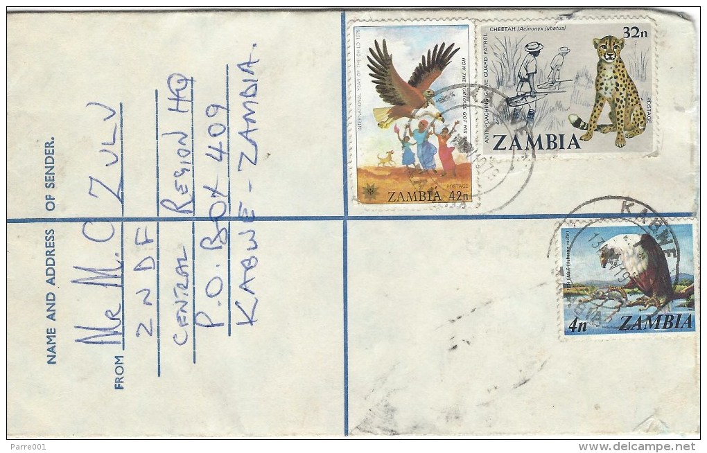 Zambia 1979 Kabwe Cheetah Cat 32n Year Of The Child 42n Barclays Bank Registered Postal Stationary Cover - Zambia (1965-...)