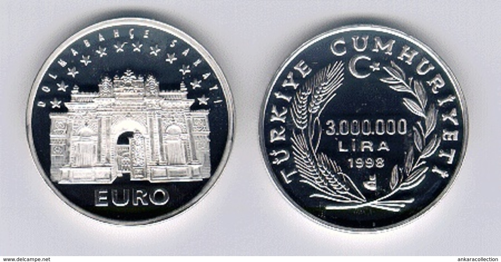 AC - DOLMABAHCE PALACE COMMEMORATIVE SILVER COIN 1998 TURKEY PROOF UNCIRCULATED - Türkei