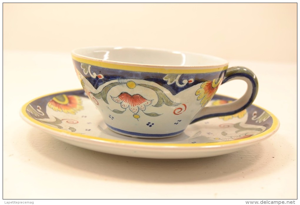 Déjeuner De Desvres Signé Géo Martel. Tasse + Sous-coupe, Décor Rouen - Desvres (FRA)