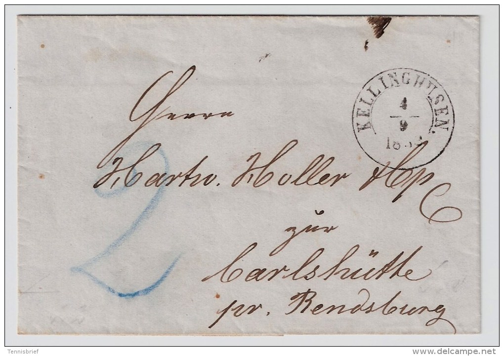 Schl. Holstein, 1852, " Kellinghusen " , #2586 - Schleswig-Holstein