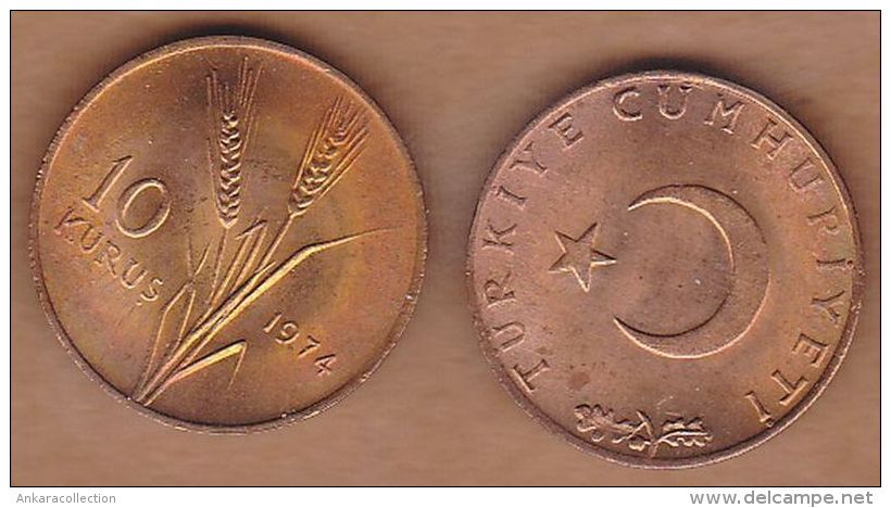 AC - TURKEY 10 KURUS 1974 COPPER UNCIRCULATED - Turchia