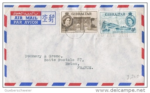 L-GB 57 - GIBRALTAR N° 133-135 Sur Lettre Par Avion Pour Reims - Gibilterra