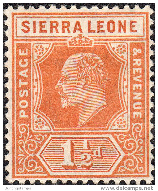 Sierra Leone 1907-12 SG99*108  set to 1/= incl shades  lightly mounted mint