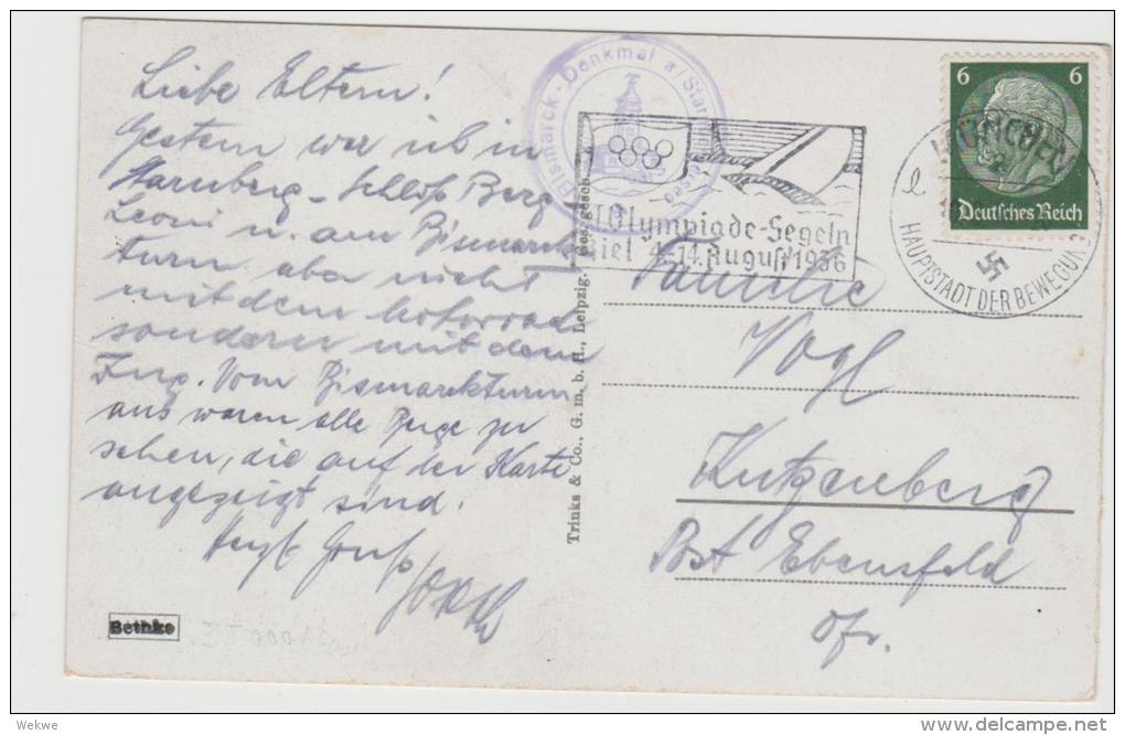 Oy141 / DRITTES REICH -  OLYMPIA -  Maschinenstempel Werbung Für  Die Segelwettkämpfe In Kiel 1936 - Briefe U. Dokumente