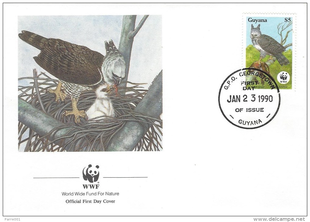 Guyana 1990 Georgetown WWF Harpy Eagle Bird Of Prey FDC - FDC