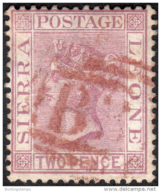 Sierra Leone 1883 SG25 2d Magenta CrownCA P14 Fine Brown B31 Cancel - Sierra Leone (...-1960)