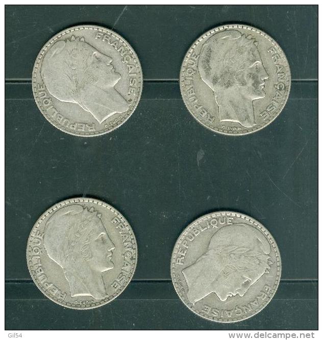 Lot De 4 Pieces 10 Francs  Type Turin Année 1933 Silver Argent - Pia121 - 10 Francs