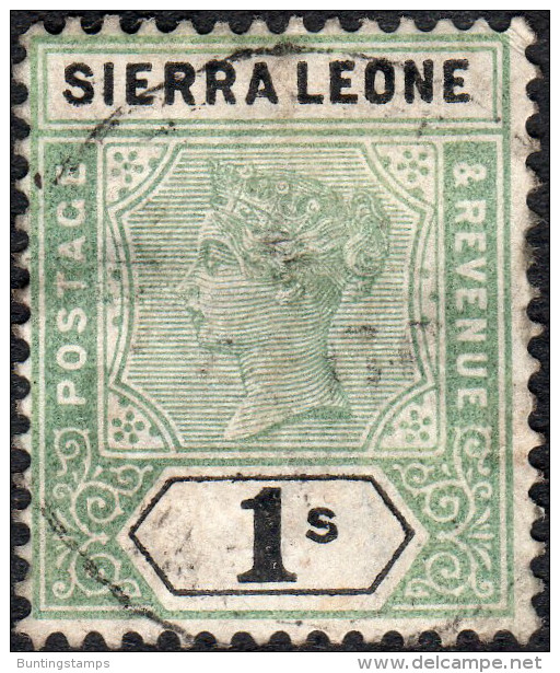 Sierra Leone 1896 SG50 1/=green+black CrownCA Cds Used - Sierra Leone (...-1960)