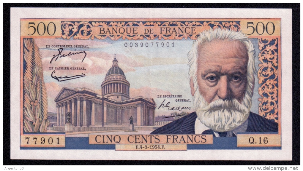 France 500 Francs 4.3.1954 XF-aUNC - 500 F 1954-1958 ''Victor Hugo''