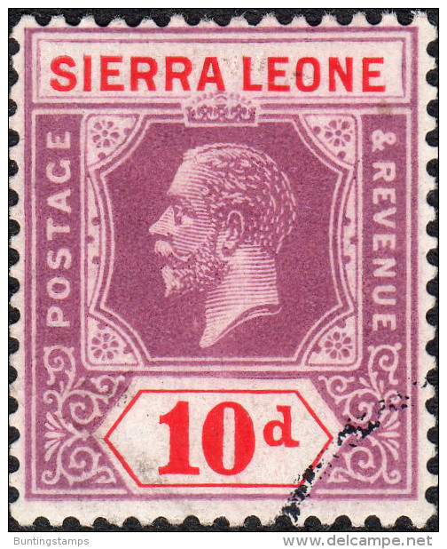 Sierra Leone 1925  SG142 10d Purple+red  MultScriptCA  Cds Used - Sierra Leone (...-1960)