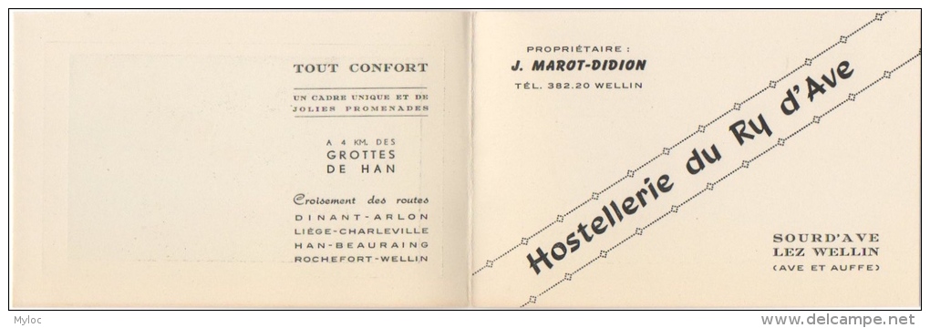 Carte Double Publicité. Wellin. Hostellerie Du Ry D'Ave. - Tarjetas De Visita