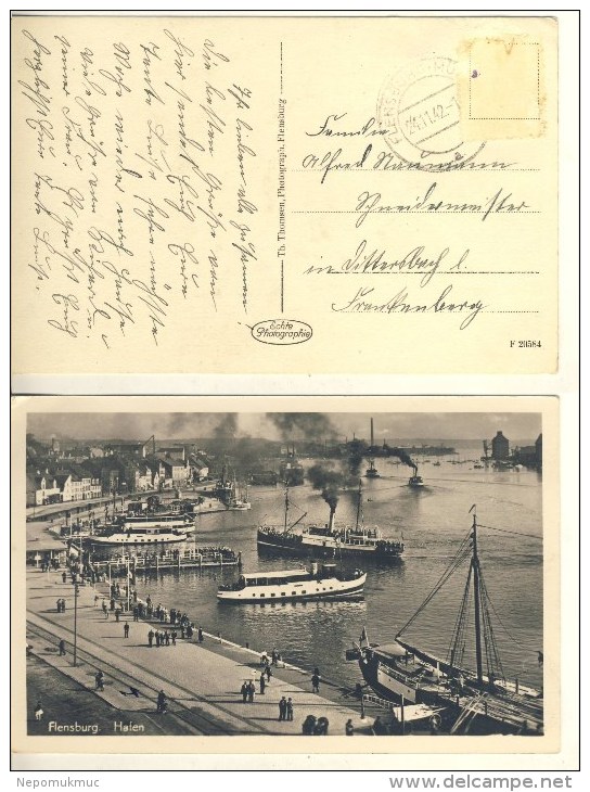 AK Flensburg, Hafen Dampfschiffe Echt Gel. 24. 11. 1942 S/w (324-AK122) - Flensburg