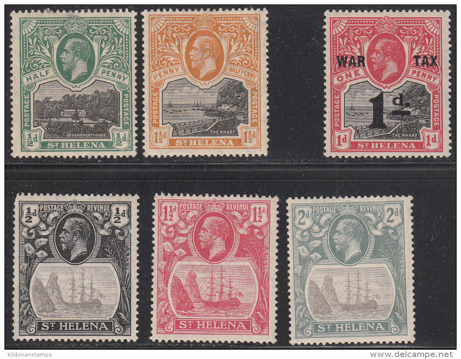 St. Helena 1912-16,1922-37 Mint Mounted, See Desc, Sc#, SG 72,74,88,97,99,100 - Isla Sta Helena