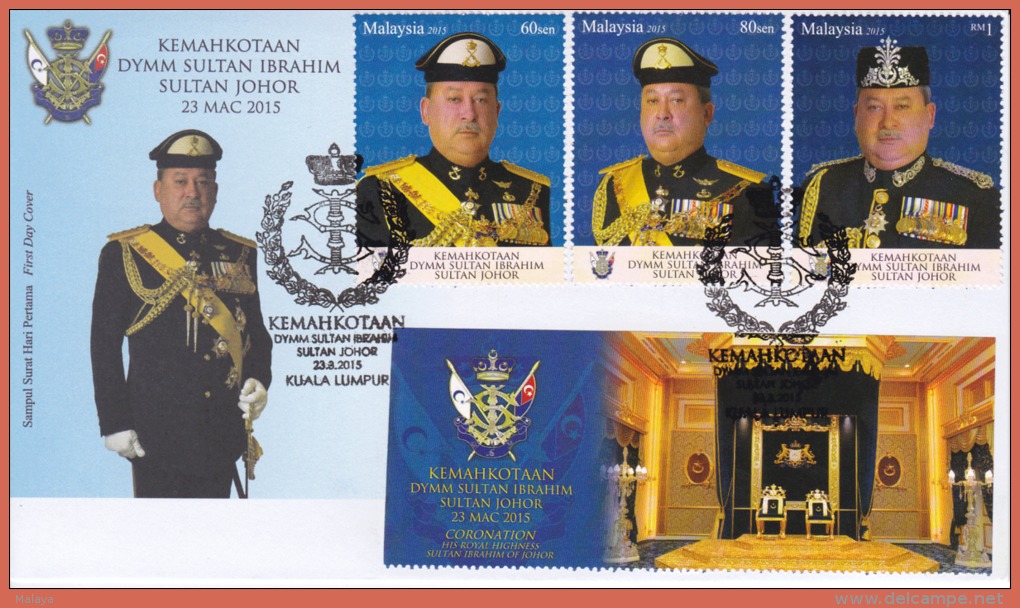 Malaysia 2015 FDC Set Coronation Sultan Johore  Nice Pics - Johore