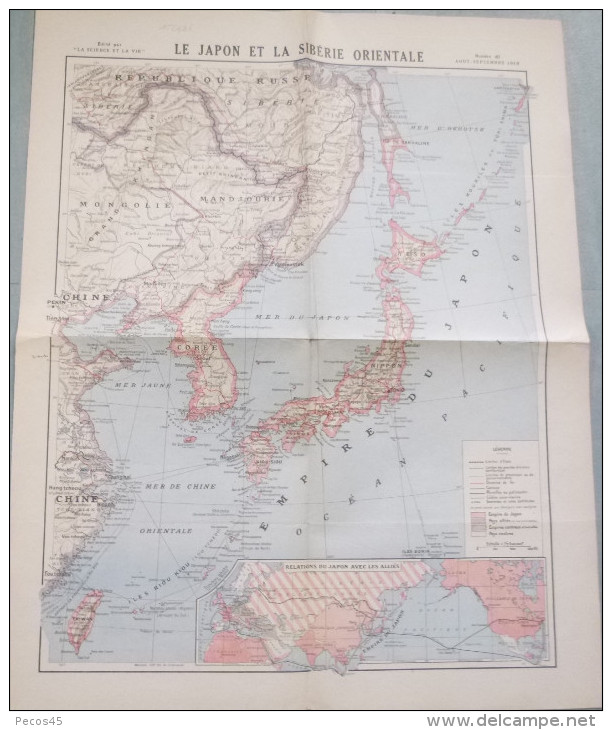 Carte Du JAPON Et De La SIBERIE Orientale - 1 / 7 500 000ème - 1918. - Cartes Géographiques