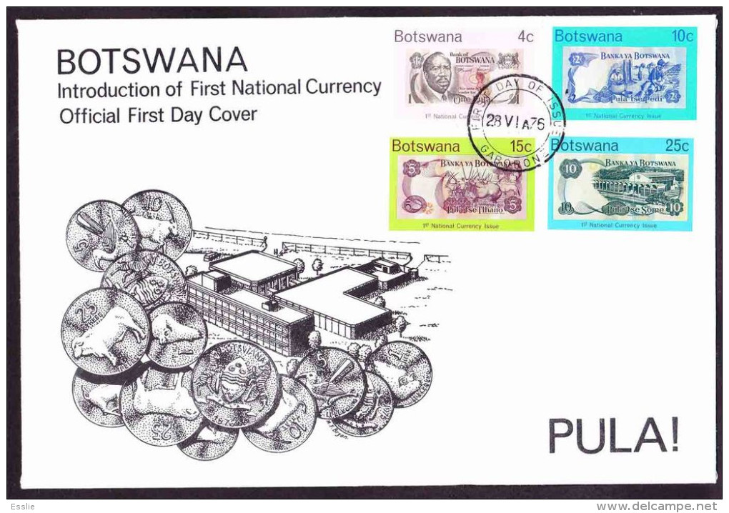 Botswana - 1976 - First National Currency - Complete Set On FDC - Botswana (1966-...)