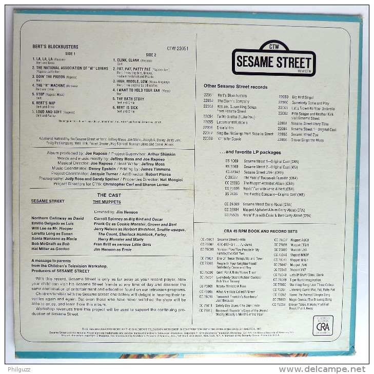 RARE Disque Vinyle 33T SESAME STREET - BART'S BLOCKBUSTERS - CRA CTW 22051 1974 RUE SESAME - Schallplatten & CD