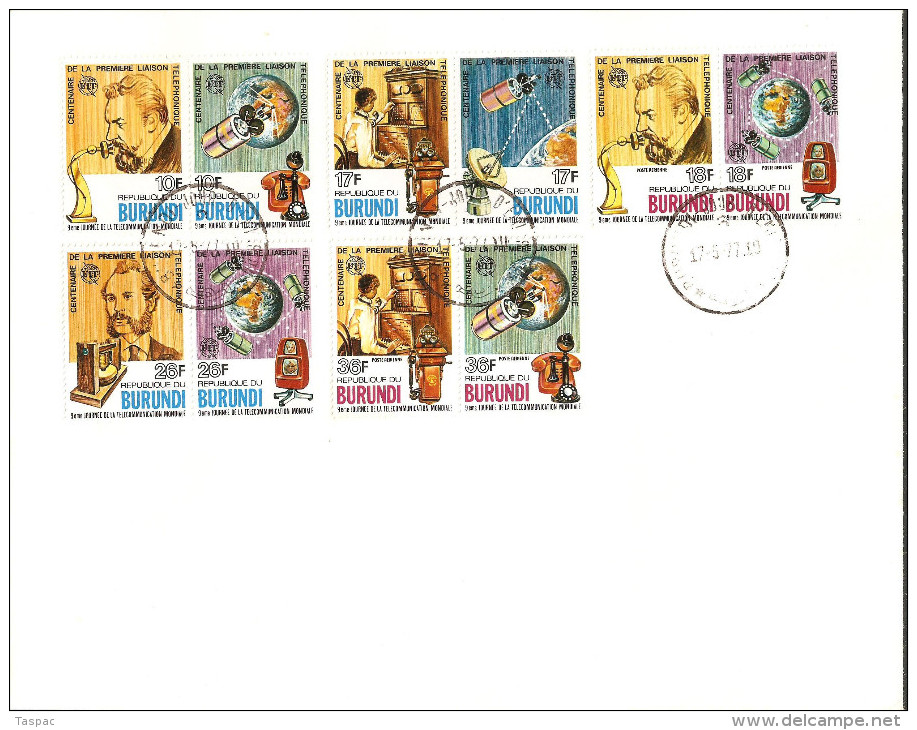 Burundi 05-17-1977 FDC Mi# 1316-1325 A - 5 Pairs - Centenary Of First Telephone Call By Alexander Graham Bell / Space - Africa