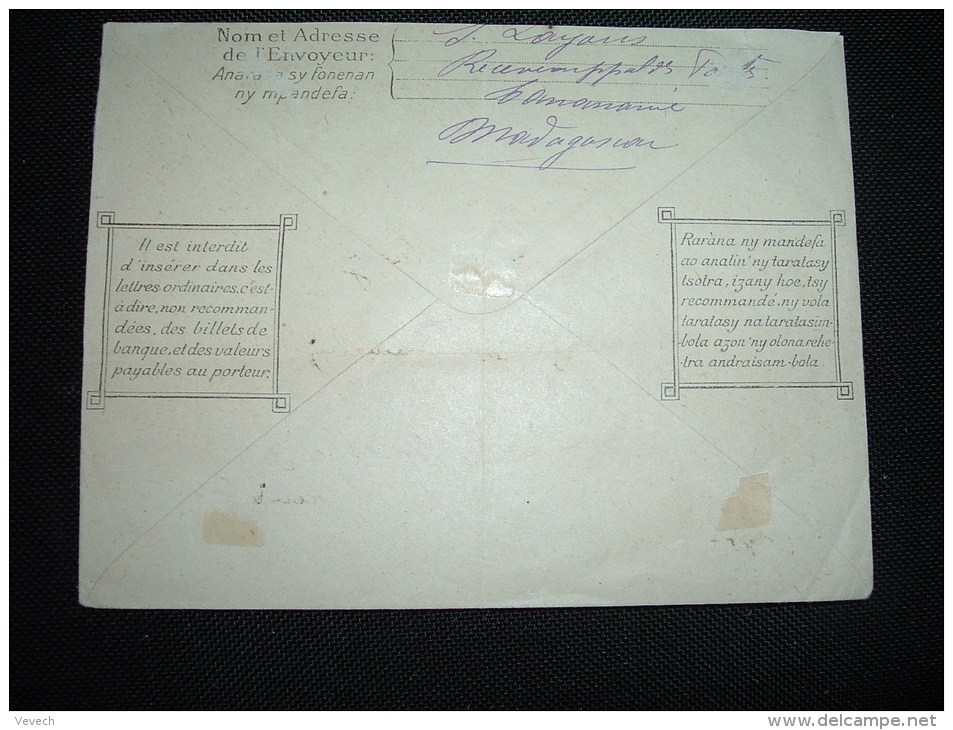 LETTRE ENTIER 50C OBL.7-1-29 TANANARIVE RP - Covers & Documents