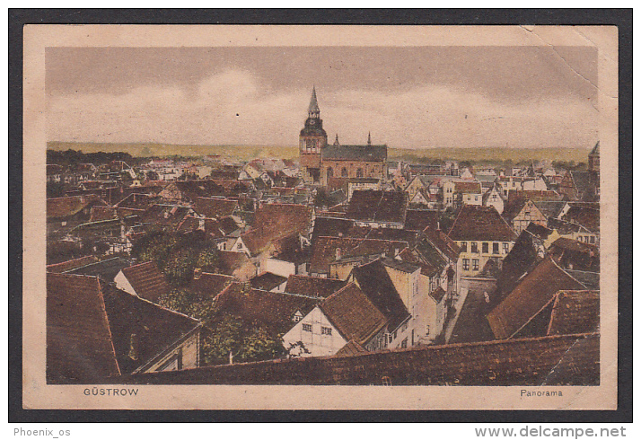 GERMANY - Güstrow, Gustrow - Old Postcard, Panorama, Church - Guestrow