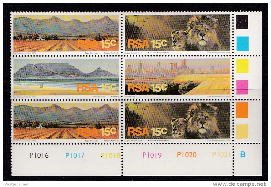 SOUTH AFRICA, 1975, MNH Control Block Of  6, Tourism, M 484-487 - Ongebruikt