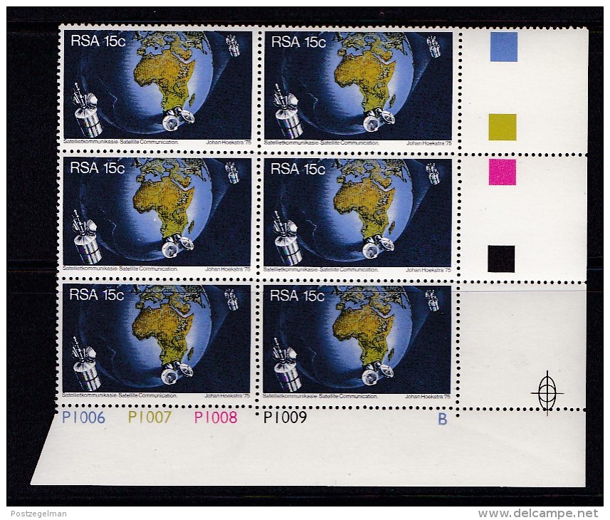 SOUTH AFRICA, 1975, MNH Control Block Of  6, Satelite Communication, M 488 - Unused Stamps