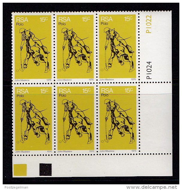 SOUTH AFRICA, 1976, MNH Control Block Of  6, Polo, M 505 - Unused Stamps