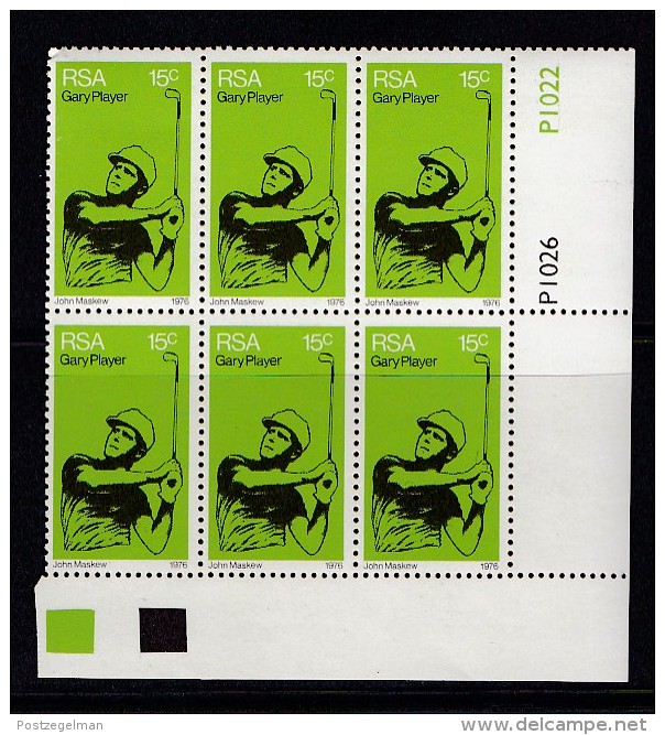 SOUTH AFRICA, 1976, MNH Control Block Of  6, Golf, M 508 - Neufs