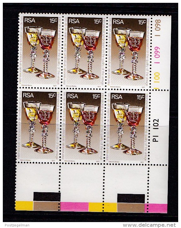 SOUTH AFRICA, 1977, MNH Control Block Of  6, Wine Meeting, M 509 - Neufs
