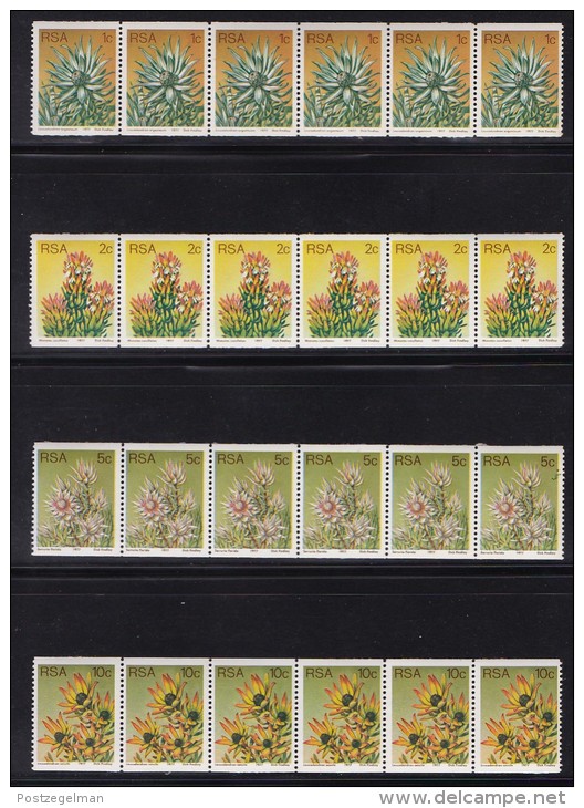 SOUTH AFRICA, 1977, MNH Control Block Of  6, Definitives Protea's (incl, Coils) M 512-532 - Nuevos