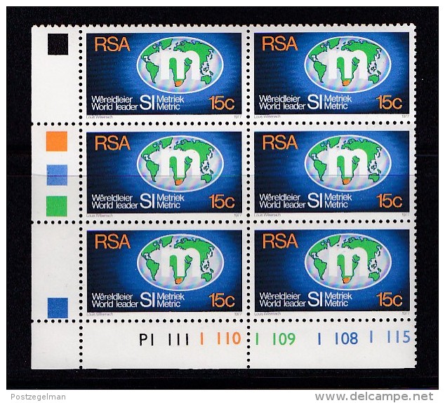 SOUTH AFRICA, 1977, MNH Control Block Of  6, Metric System,  M 534 - Neufs