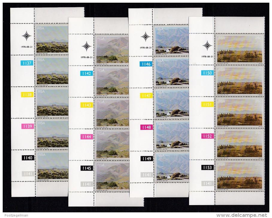 SOUTH AFRICA, 1978, MNH Control Block Of  5, Volschenk Paintings,  M 542-545 - Neufs