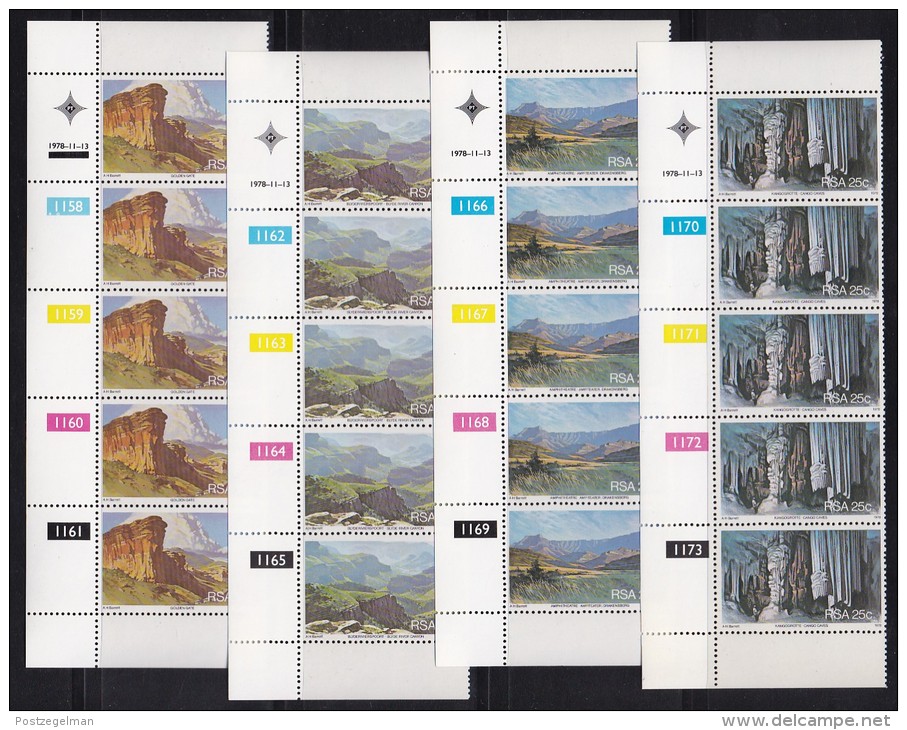 SOUTH AFRICA, 1978, MNH Control Block Of  5, Tourism,  M 548-551 - Ongebruikt