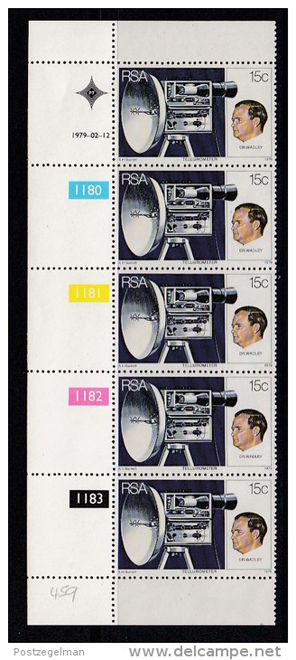 SOUTH AFRICA, 1979, MNH Control Block Of  5, Tellurometer,  M 552 - Unused Stamps