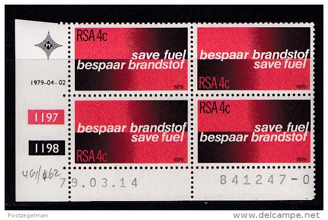 SOUTH AFRICA, 1979, MNH Control Block Of  2x2,Safe Fuel,  M 554-555 - Unused Stamps