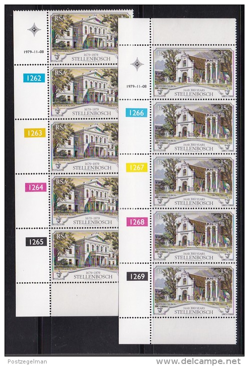 SOUTH AFRICA, 1979, MNH Control Block Of  5,Stellenbosch,  M 566-567 - Neufs