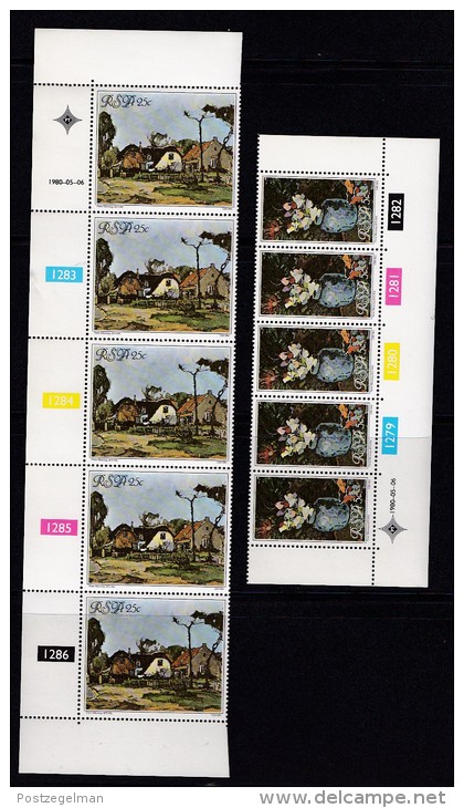 SOUTH AFRICA, 1980, MNH Control Strip Of  5, Pieter Wenning  Paintings.,  M 569-570 - Neufs