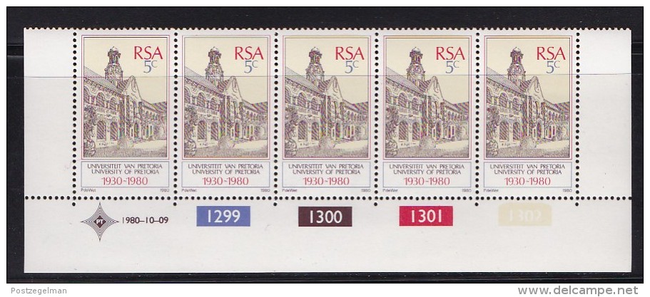 SOUTH AFRICA, 1980, MNH Control Strip Of  5, Pretoria University.,  M 574 - Neufs